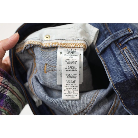 Frame Denim Womens Kenya Le High Skinny Crop Jeans Size 26 Two Tone Panel Blue - Picture 7 of 12